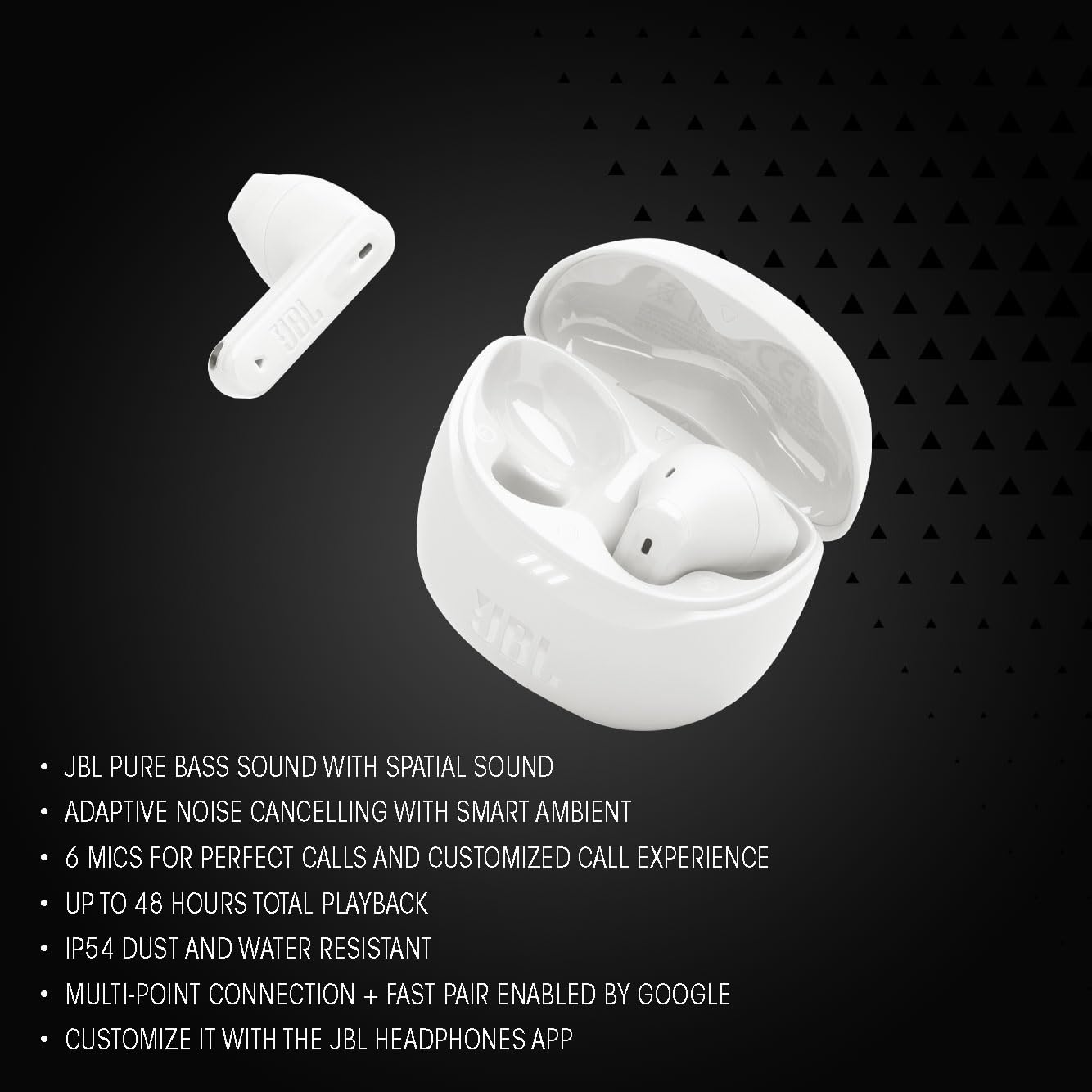 JBL Tune Flex 2, Écouteurs sans Fil Bluetooth, 48 h d'autonomie, résistance à l'eau et à la poussière IP54, résistance à l'eau et à la poussière IP54, Connexion multipoint, Noir
